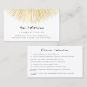 Carte De Visite Instructions de suivi Lash Gold White Minimalisme (Devant / Derrière)