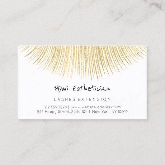 Carte De Visite Instructions de suivi Lash Gold White Minimalisme (Devant)
