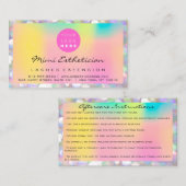 Carte De Visite Instructions de suivi Lash Pink Holograph Logo (Devant / Derrière)