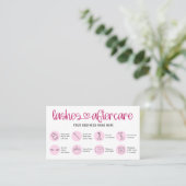 Carte De Visite Instructions de suivi Lash Pink Script Logo Salon (Debout devant)