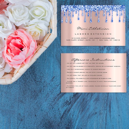 Carte De Visite Instructions de suivi Lash Rose Déchets maquillage