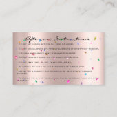 Carte De Visite Instructions de suivi Lash Rose Drivers Confetti (Dos)
