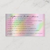 Carte De Visite Instructions de suivi Lash Rose Drives HOLOGRAPHIC (Dos)