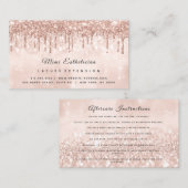 Carte De Visite Instructions de suivi Lash Rose Étincelle des gout (Devant / Derrière)