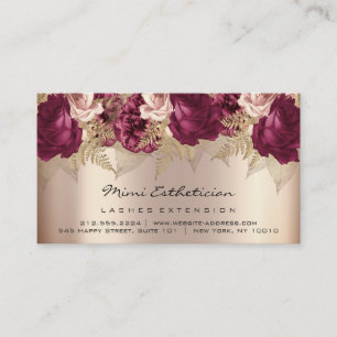 Carte De Visite Instructions de suivi Lash Rose Gold Florals SPA