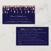 Carte De Visite Instructions de suivi Lash Rose Parties scintillan (Devant / Derrière)