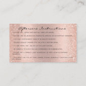 Carte De Visite Instructions de suivi Lash Rose rose Parties scint (Dos)