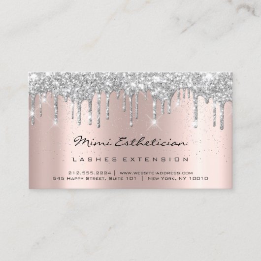 Carte De Visite Instructions de suivi Lash Rose Spark ConfettGrey (Devant)