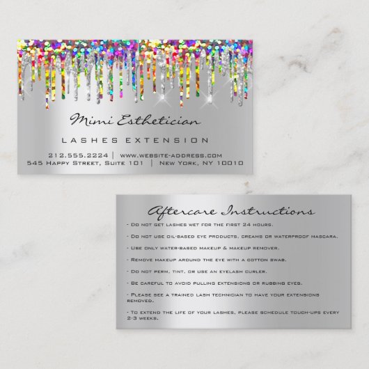 Carte De Visite Instructions de suivi Lash Silver Holograph Driver (Devant / Derrière)