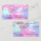 Carte De Visite Instructions de suivi Lashe Rose Lecteurs rose Ble (Devant / Derrière)