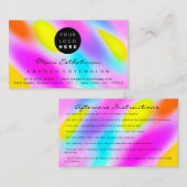 Carte De Visite Instructions de suivi Lashes Pink Holograph Logo (Devant / Derrière)