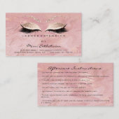 Carte De Visite Instructions de suivi Lashes Studio Marbre rose (Devant / Derrière)