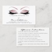 Carte De Visite Instructions de suivi Lashes Studio Pink Pastel (Devant / Derrière)