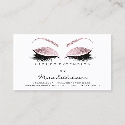 Carte De Visite Instructions de suivi Lashes Studio Pink Pastel (Devant)