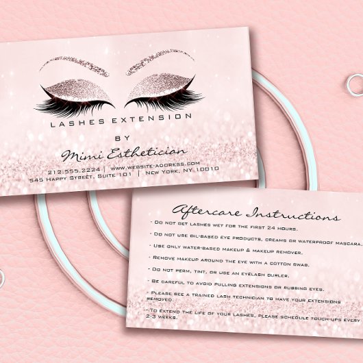 Carte De Visite Instructions de suivi Lashes Studio Pink Small