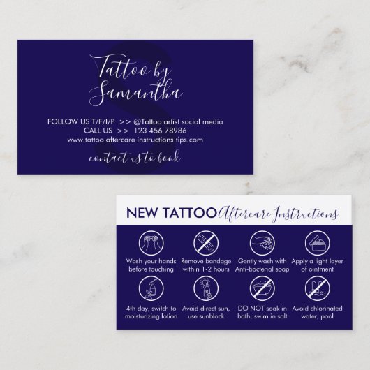 Carte De Visite Instructions de tatouage Art Marine (Devant / Derrière)