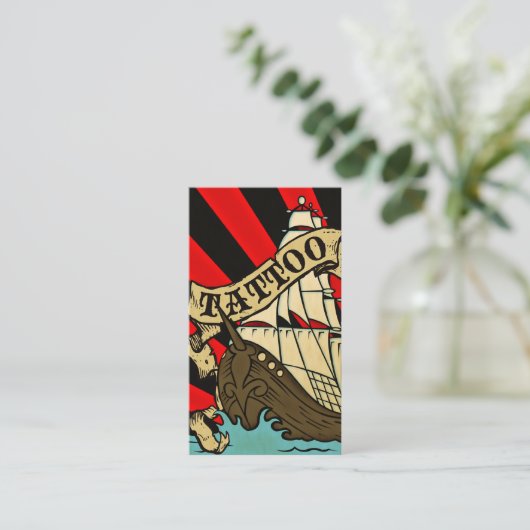 Carte De Visite instructions de tatouage de bateau de pirates (Debout devant)