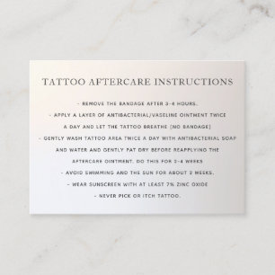 Carte De Visite Instructions de tatouage pour soins postérieurs Gr