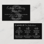 Carte De Visite Instructions d'entretien de bougie noire (Devant / Derrière)