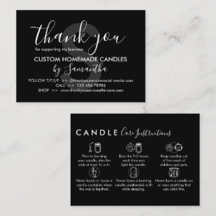 Carte De Visite Instructions d'entretien de la bougie noire Merci