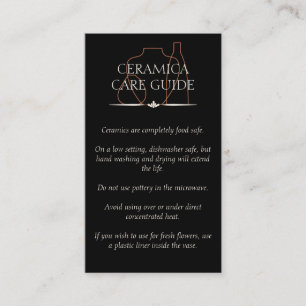 Carte De Visite Instructions d'entretien de la céramique en argile