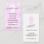 Carte De Visite Instructions d'entretien du gobelet rose (Devant / Derrière)