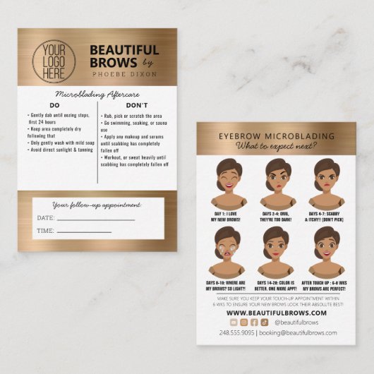 Carte De Visite Instructions et rendez-vous pour les soins postéri (Devant / Derrière)