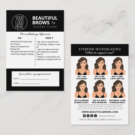 Carte De Visite Instructions et rendez-vous pour les soins postéri (Devant / Derrière)