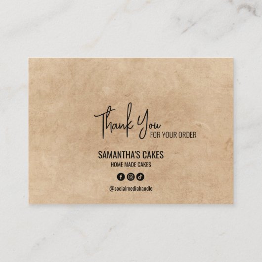 Carte De Visite Instructions modernes de Merci de cuisson (Dos)