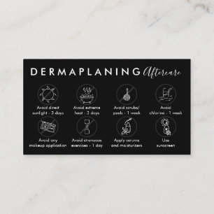 Carte De Visite Instructions post-soins de dermaplaning noir