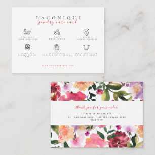 Carte De Visite  Instructions pour la bijouterie   Fleur aquarelle