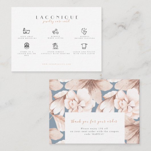 Carte De Visite Instructions pour la bijouterie | Fleurs (Devant / Derrière)