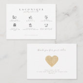 Carte De Visite  Instructions pour la bijouterie | Gold Heart (Devant / Derrière)
