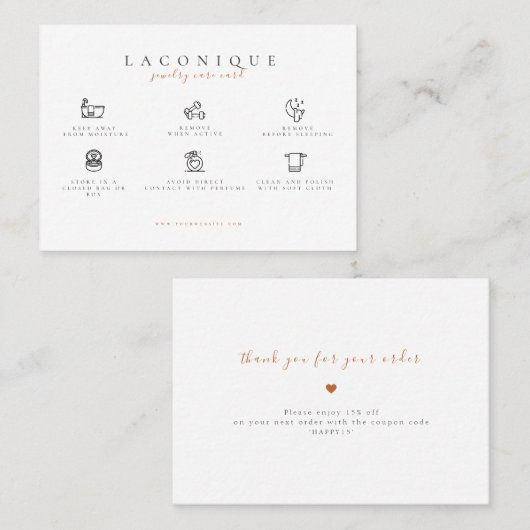 Carte De Visite  Instructions pour la bijouterie | Soins d'oreille (Devant / Derrière)