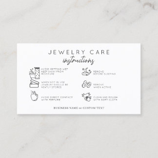 Carte De Visite Instructions pour la gestion des bijoux Budget Étu