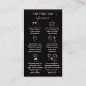 Carte De Visite Instructions pour le perçage des oreilles (Dos)