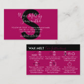 Carte De Visite Instructions pour le soin de la cire noire rose (Devant / Derrière)