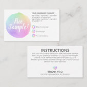 Carte De Visite Instructions pour les ingrédients d'échantillons s (Devant / Derrière)