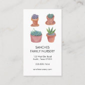 Carte De Visite Instructions pour les soins plantes Cactus Succule (Dos)