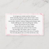 Carte De Visite Instructions pour les soins postcure Eyelash Exten (Dos)