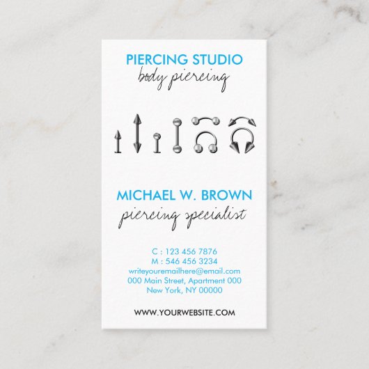 Carte De Visite Instructions pour les soins postérieurs bleus pour (Devant)