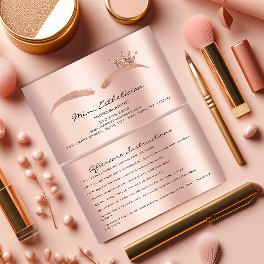 Carte De Visite Instructions pour les soins postérieurs Eyebrow Ro