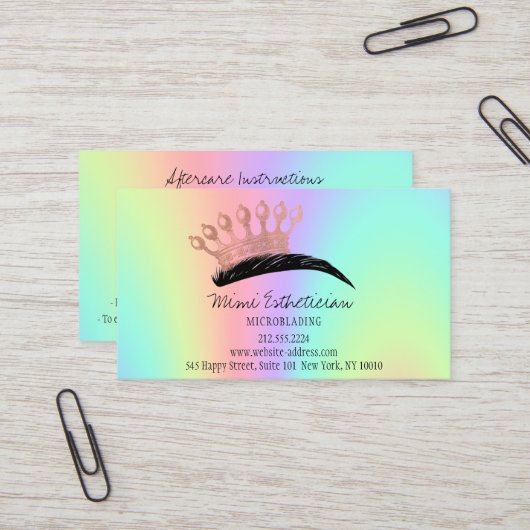 Carte De Visite Instructions pour les soins postérieurs Eyebrow Ro (Devant/Arrière en situation)