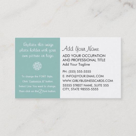 Carte De Visite Instructions pour Modèle fille (Devant)