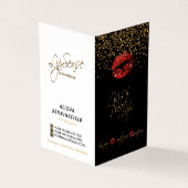 Carte De Visite Instructions Red Lips & Gold Confetti (Extérieur)