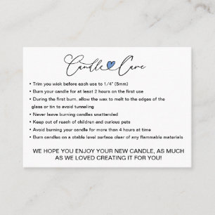 Carte De Visite Instructions simples pour l'entretien des bougies 