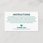 Carte De Visite Instructions sur les ingrédients de remplissage Tu (Dos)