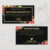 Carte De Visite Instructions sur les ingrédients spas (Devant / Derrière)