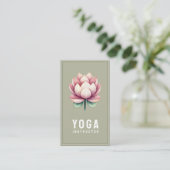 Carte De Visite instructor yoga pilates flor de loto rosa verde (Debout devant)