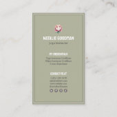 Carte De Visite instructor yoga pilates flor de loto rosa verde (Dos)